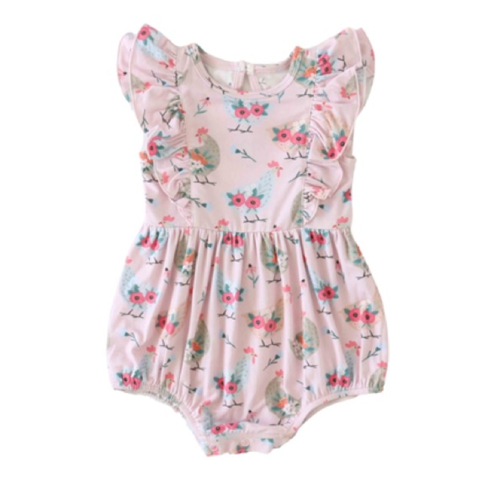 Caden Lane pink chicken ruffle bubble